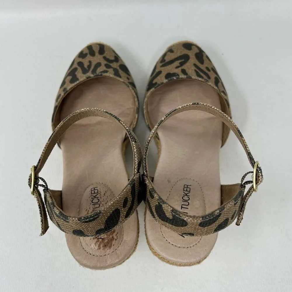 Adam Tucker Espadrille Leopard Print Wedges, Women’s Size 7M